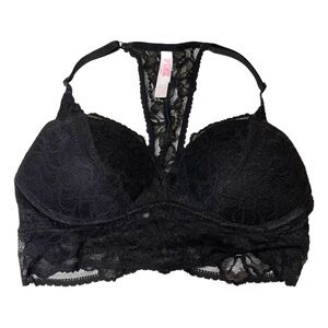 Victoria’s Secret PINK‎ Black Lace Push Up Racerback Bra Size XS